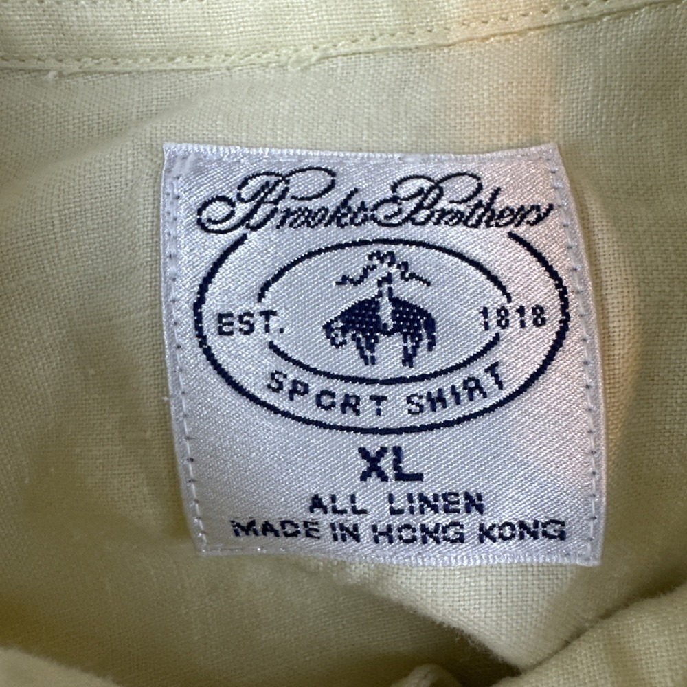 Brooks Brothers 100% Linen Men's XL Beige Sport Shirt Short‎ Sleeve Button Down - Picture 4 of 8